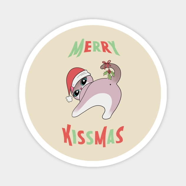 Merry Kissmas Cat Butt Christmas Mistletoe xmas funny Magnet by xenotransplant